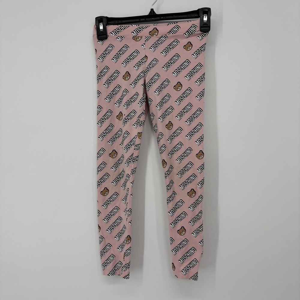 Moschino Teen Girls Teddy Bear Print Leggings Pink Size 128 cm 8Y